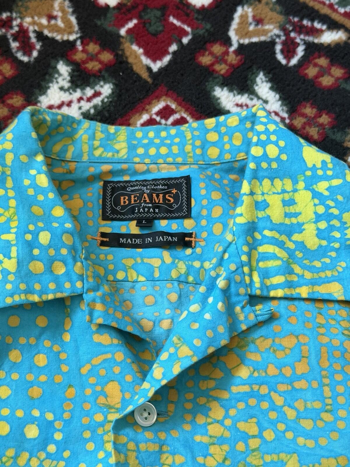 BEAMS PLUS Japan Batik Print Shirt Men's Large Short Sleeve Made In Japan