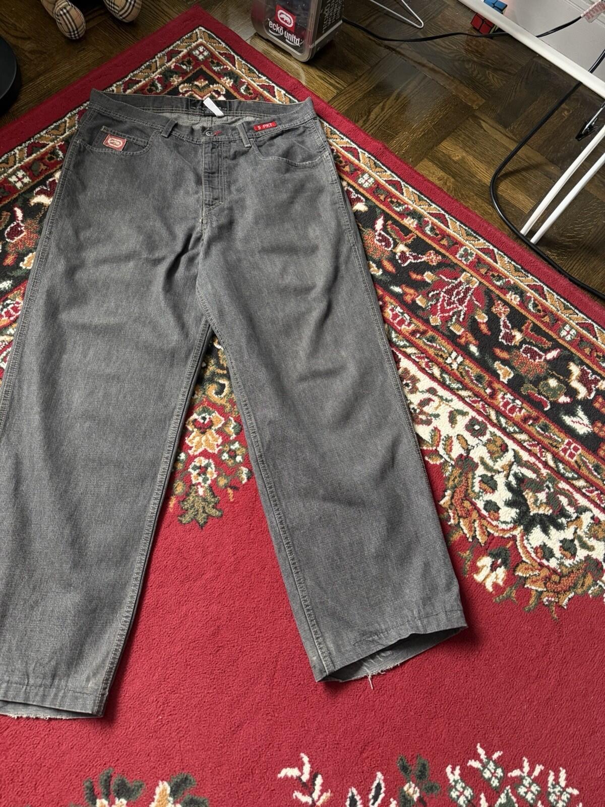 Vintage Ecko Unltd Jeans Mens 32 Gray Wide Leg Baggy Classic 5 Pocket Y2K