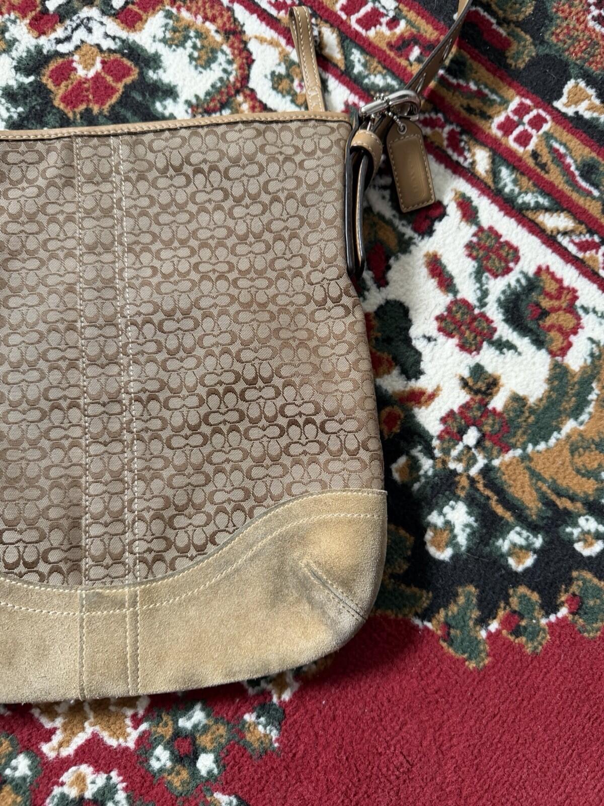Coach Signature Jacquard Crossbody Bag Shoulder Purse Brown F10944