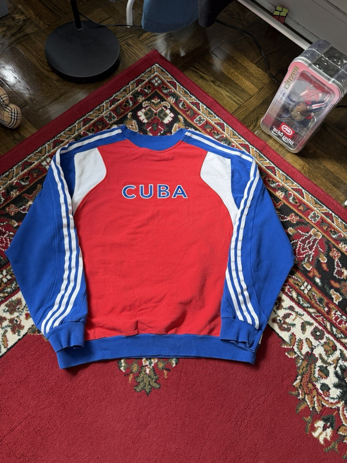 Vintage Cuba Adidas Soccer 3 Stripes Crewneck Sweatshirt Size L 00s
