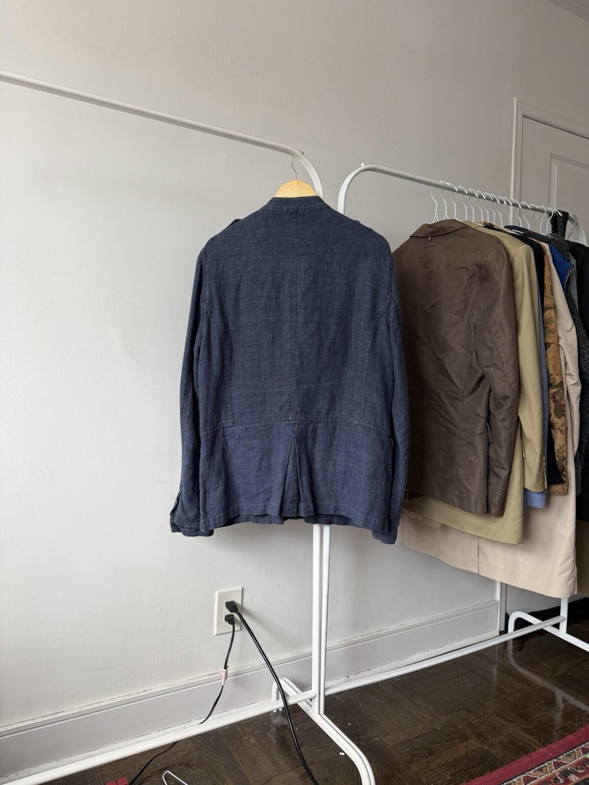 John Varvatos USA Navy Blue Military Utility Linen Jacket Size L