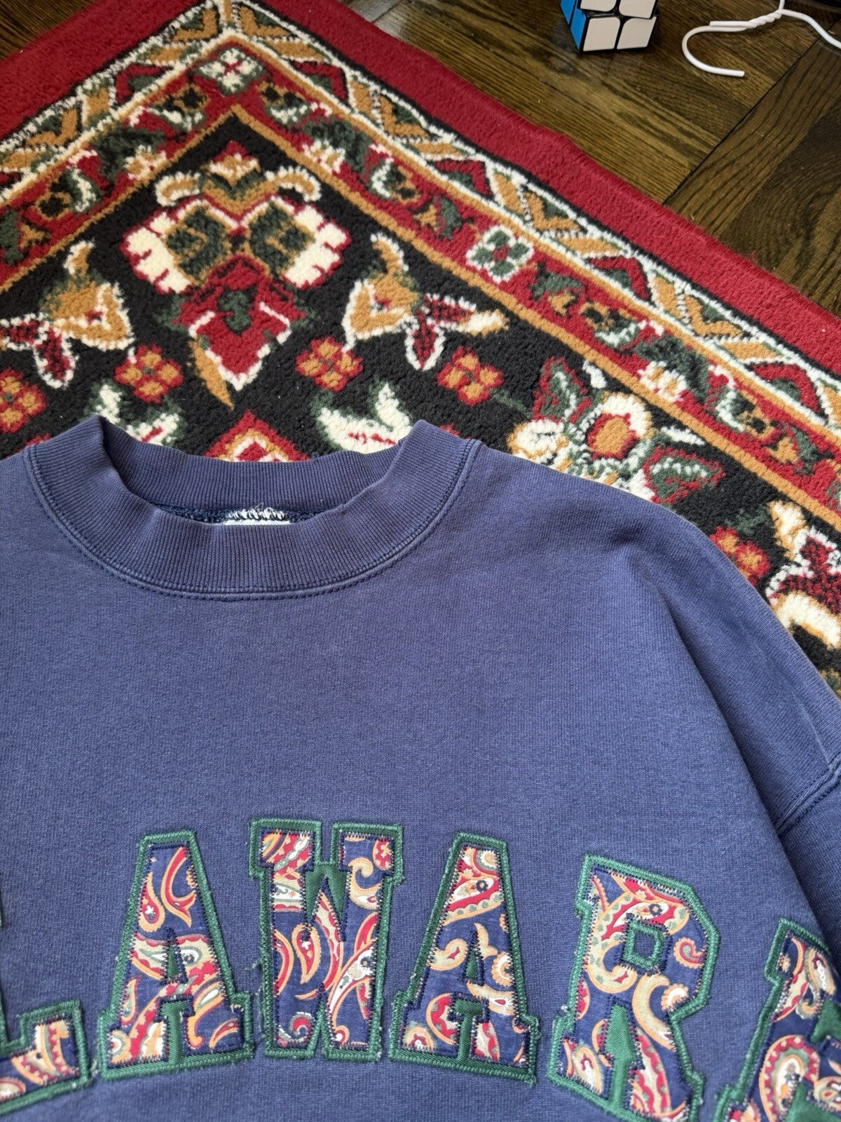80s Vintage University of Delaware Crewneck Sweatshirt Medium Navy Blue