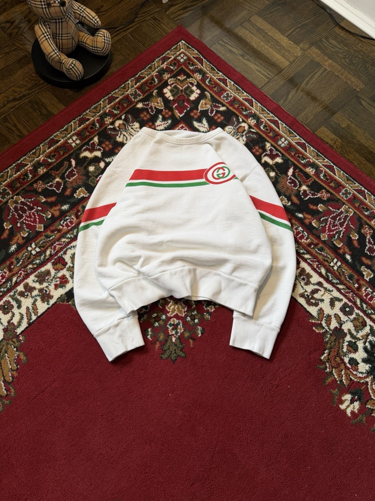 Gucci Interlocking G Sweatshirt Size S Beige Red Green Mens