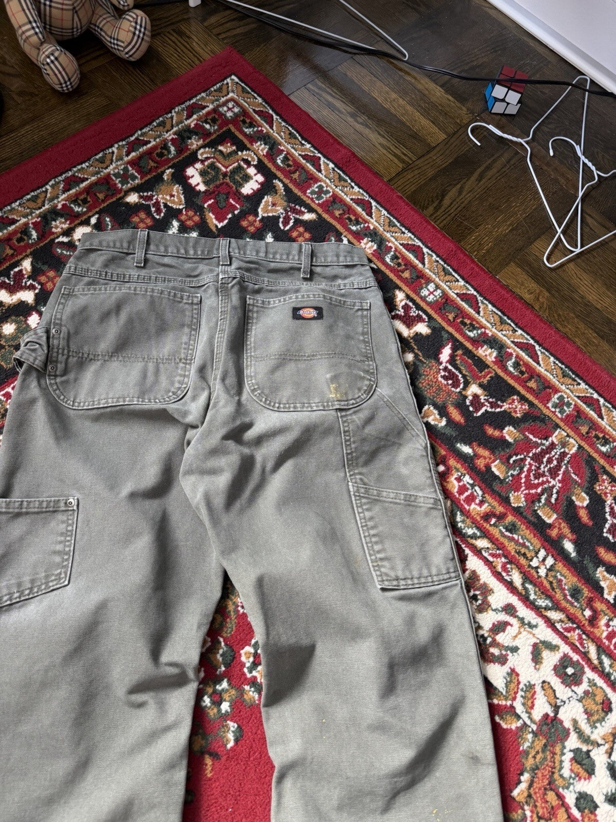 Dickies Relaxed Straight Fit Duck Canvas Carpenter Work Pants Green 30/30
