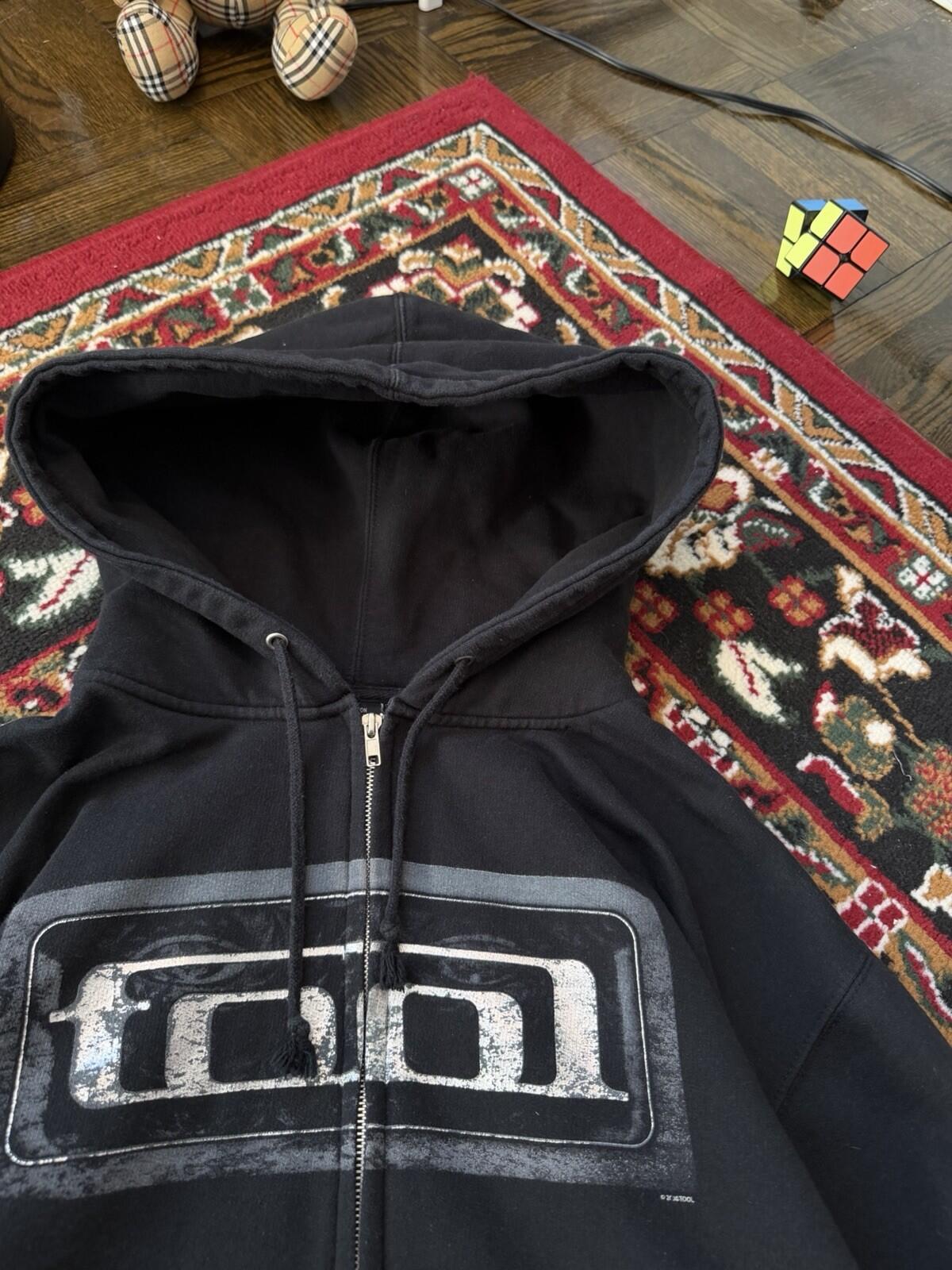 RARE Vtg TOOL Hoodie Men’s XL 2005 Metallic Reflective Block Logo Full Zip