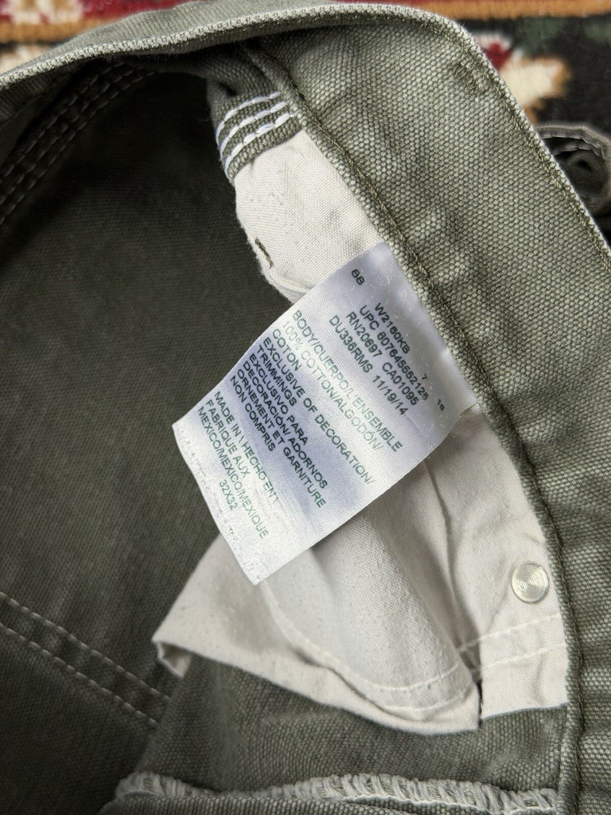 Dickies Relaxed Straight Fit Duck Canvas Carpenter Work Pants Green 30/30