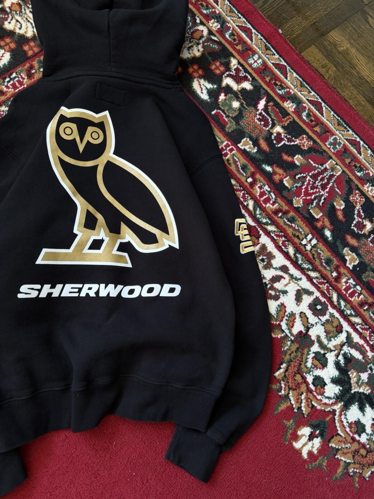 OVO x Sherwood Street Hockey Hoodie October’s Very Own Drake Owl Black Gold SzXS