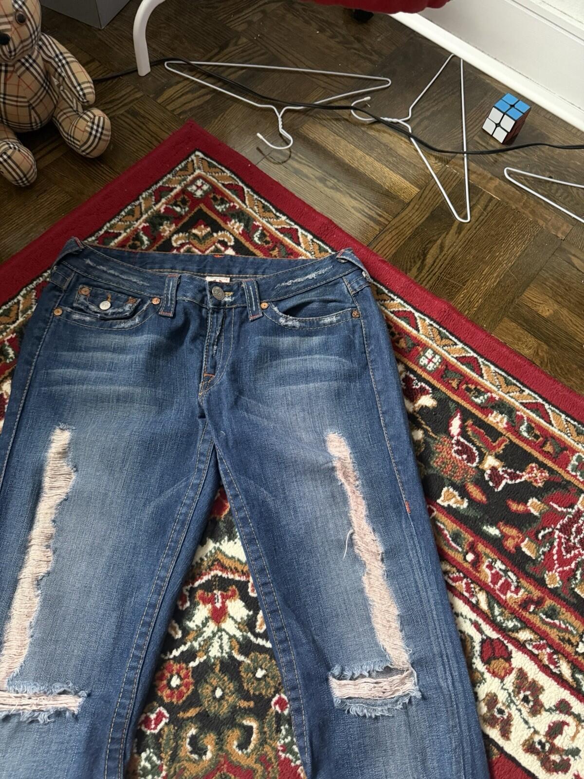 Vtg True Religion #503 Joey Blue Jeans Woodstock Distressed Bell Bottom Pants 31