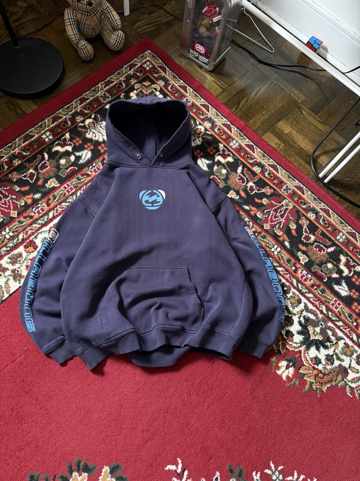 Vintage  Billabong Grail Center Log Hoodie Surf Grunge Faded Skate Rave Y2K 90s