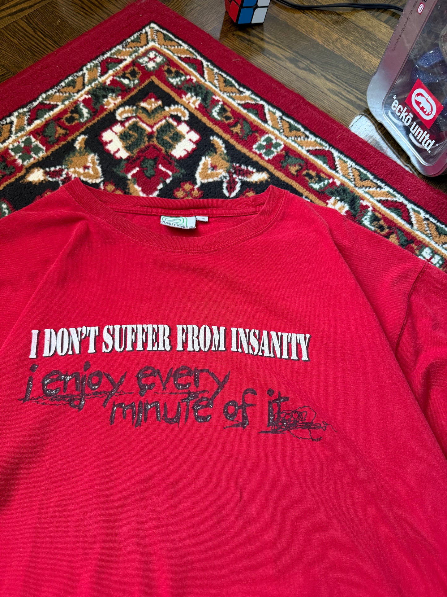 Randy River "I don't suffer from insanity - i enjoy every minute of it" Vintage Skate Tee Shirt