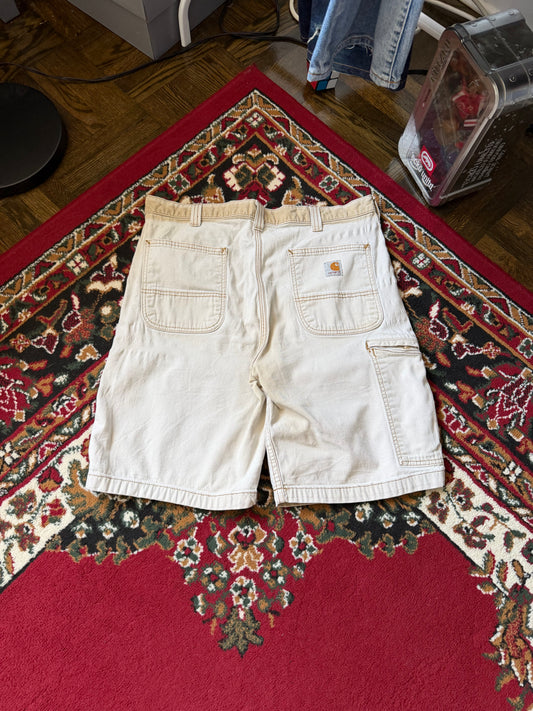 Vintage Carhartt Distressed Faded Relaxed Fit Shorts Beige