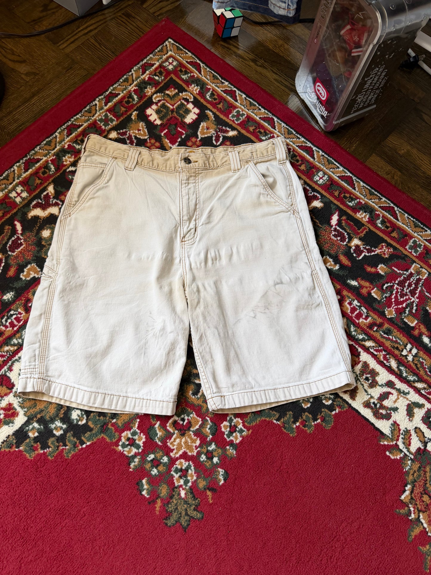 Vintage Carhartt Distressed Faded Relaxed Fit Shorts Beige