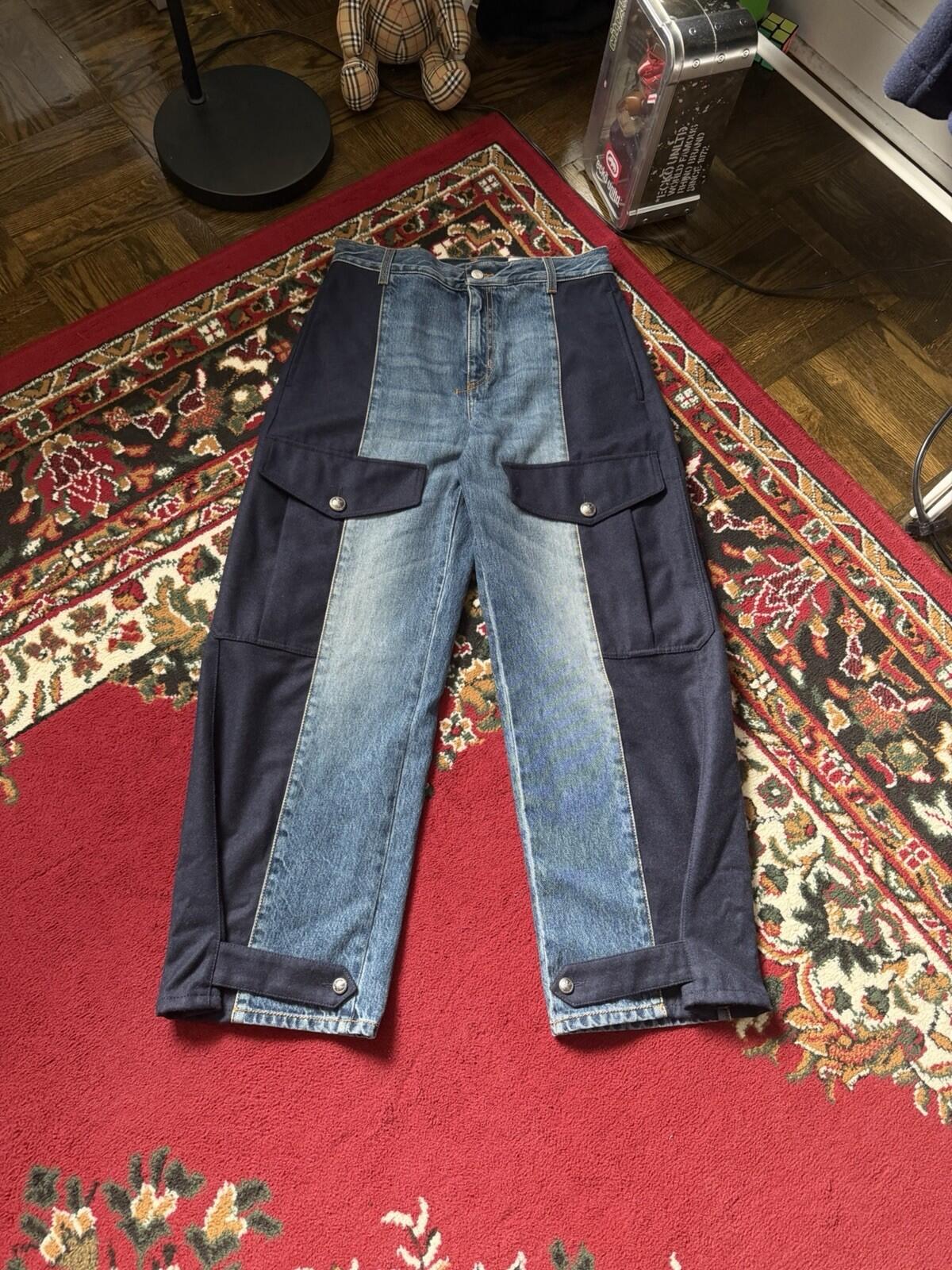 Alexander McQueen High Rise Media Mix Wool/Cotton Cargo Jeans