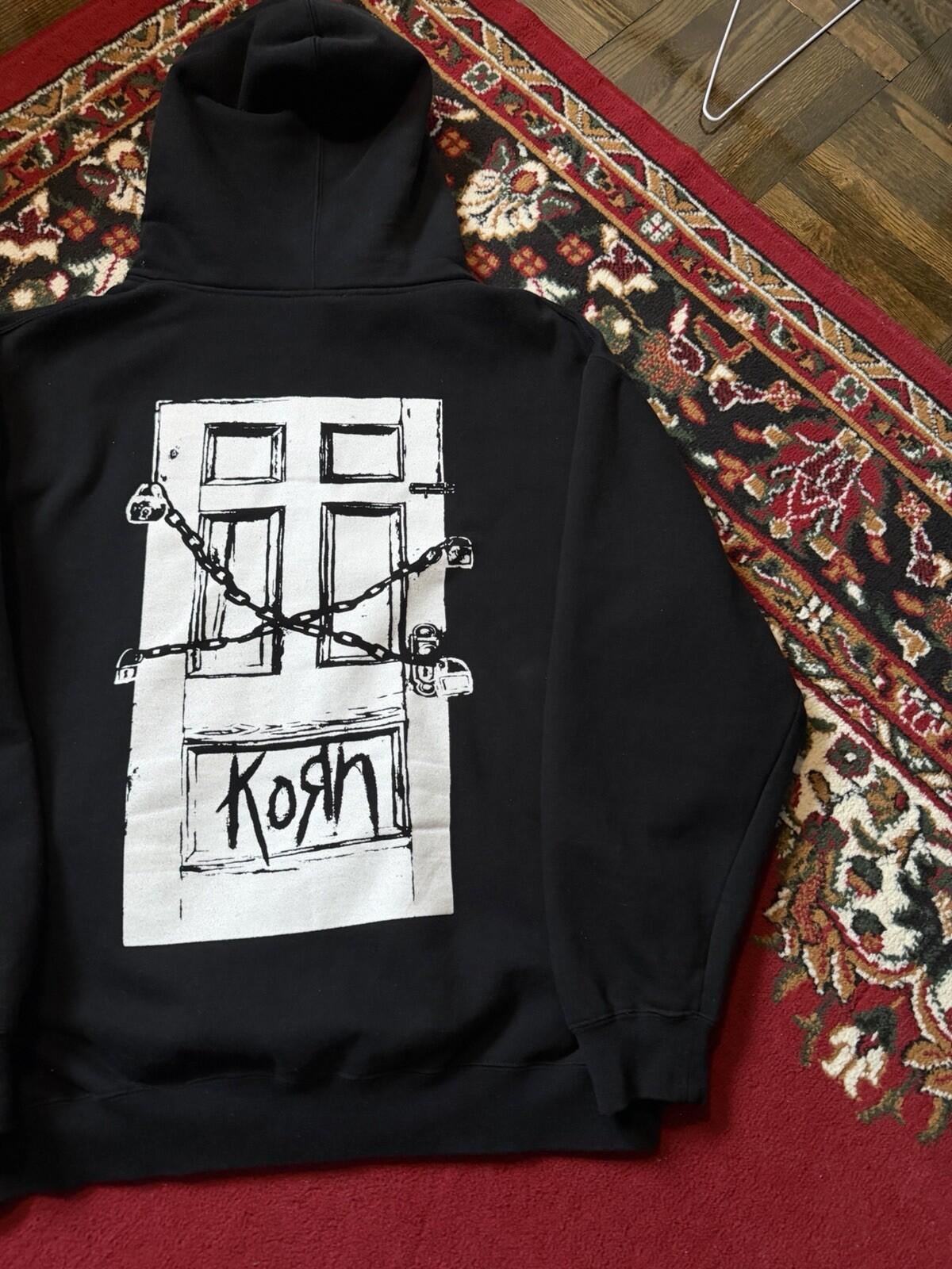 Vintage Korn Chain Locked Door 00s Zip Hoodie Giant Tag 90s Band Zip Hoodie