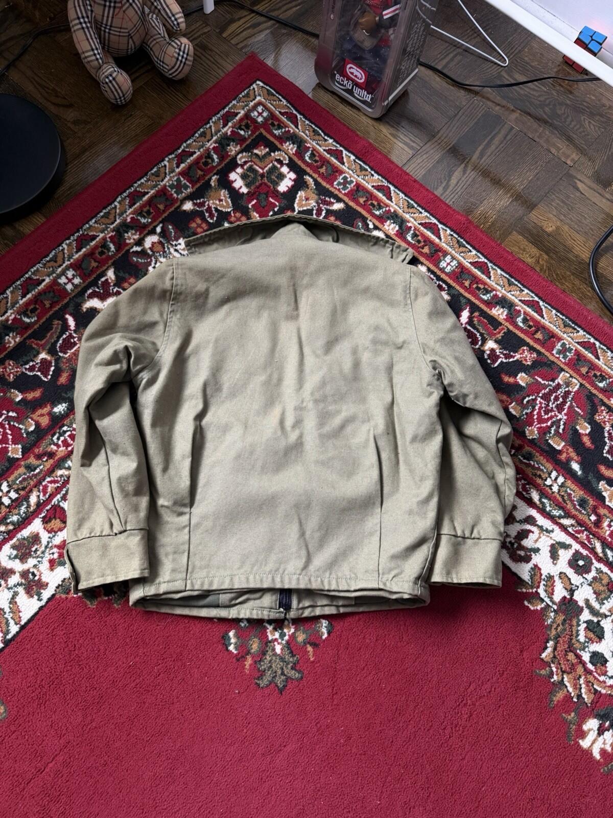 Vintage 50s-60s European Canvas Work Jacket Lighting Zip Pockets Olive