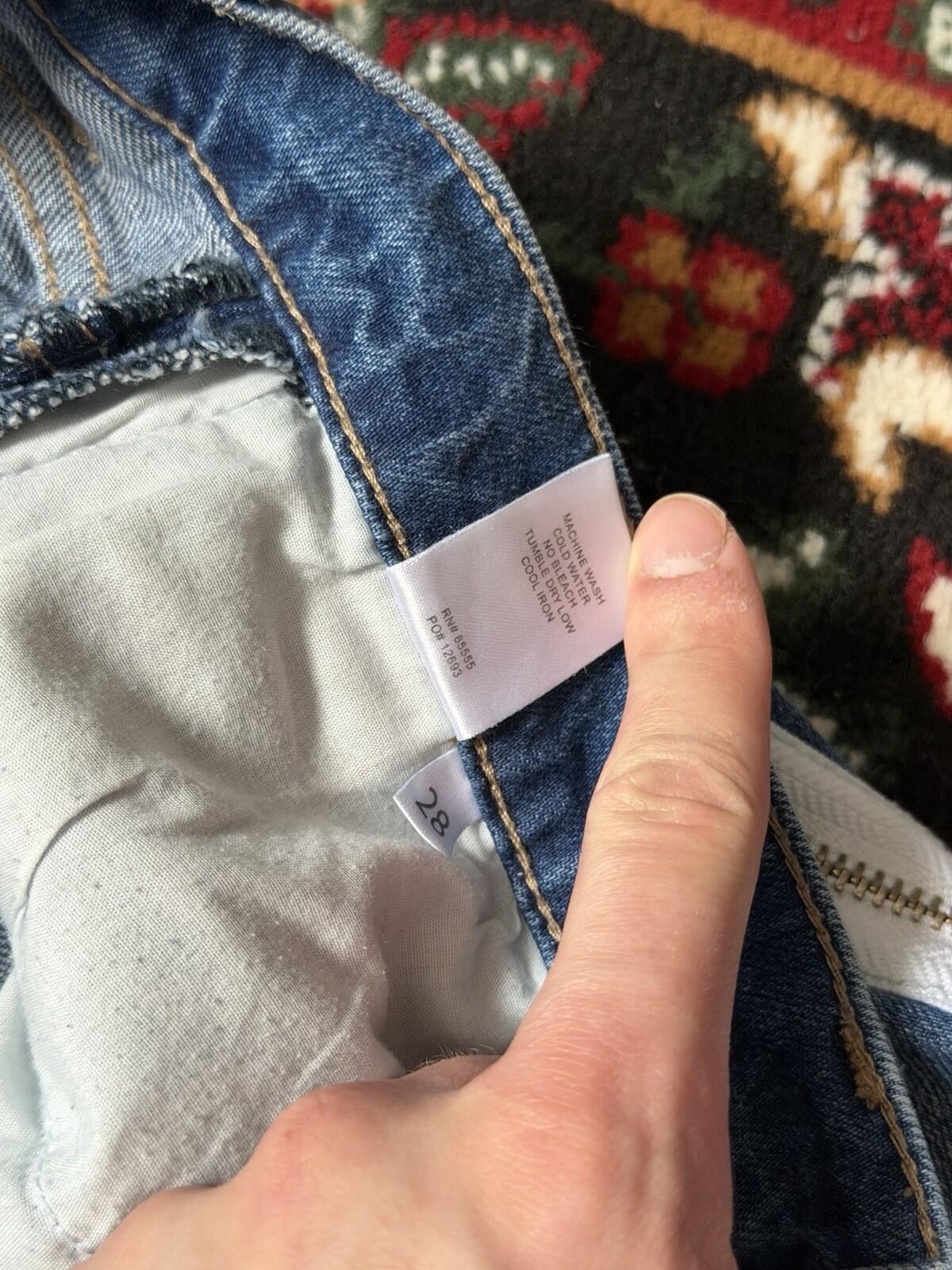 Pistola Women's Straight Zipped Distressed Denim Jeans Blue Pants Size 28