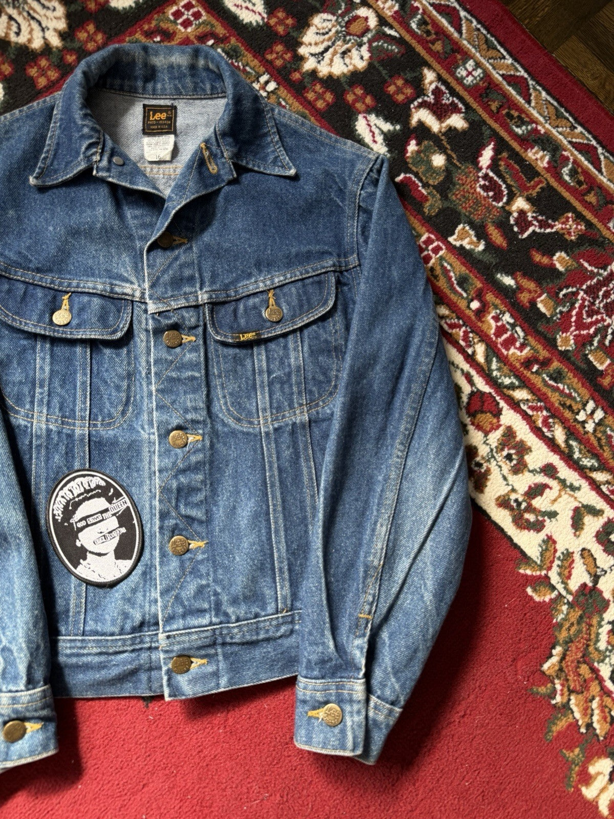 80s Lee Riders Vintage Denim Trucker Jacket Sex Pistols "god save the queen"
