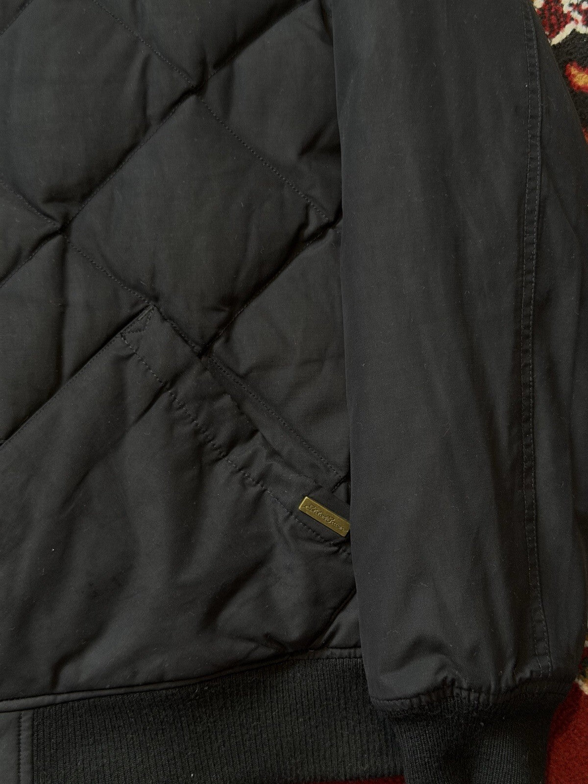 Eddie Bauer Down Bomber Mens Medium 1936 Skyliner Model Jacket Black Quilted