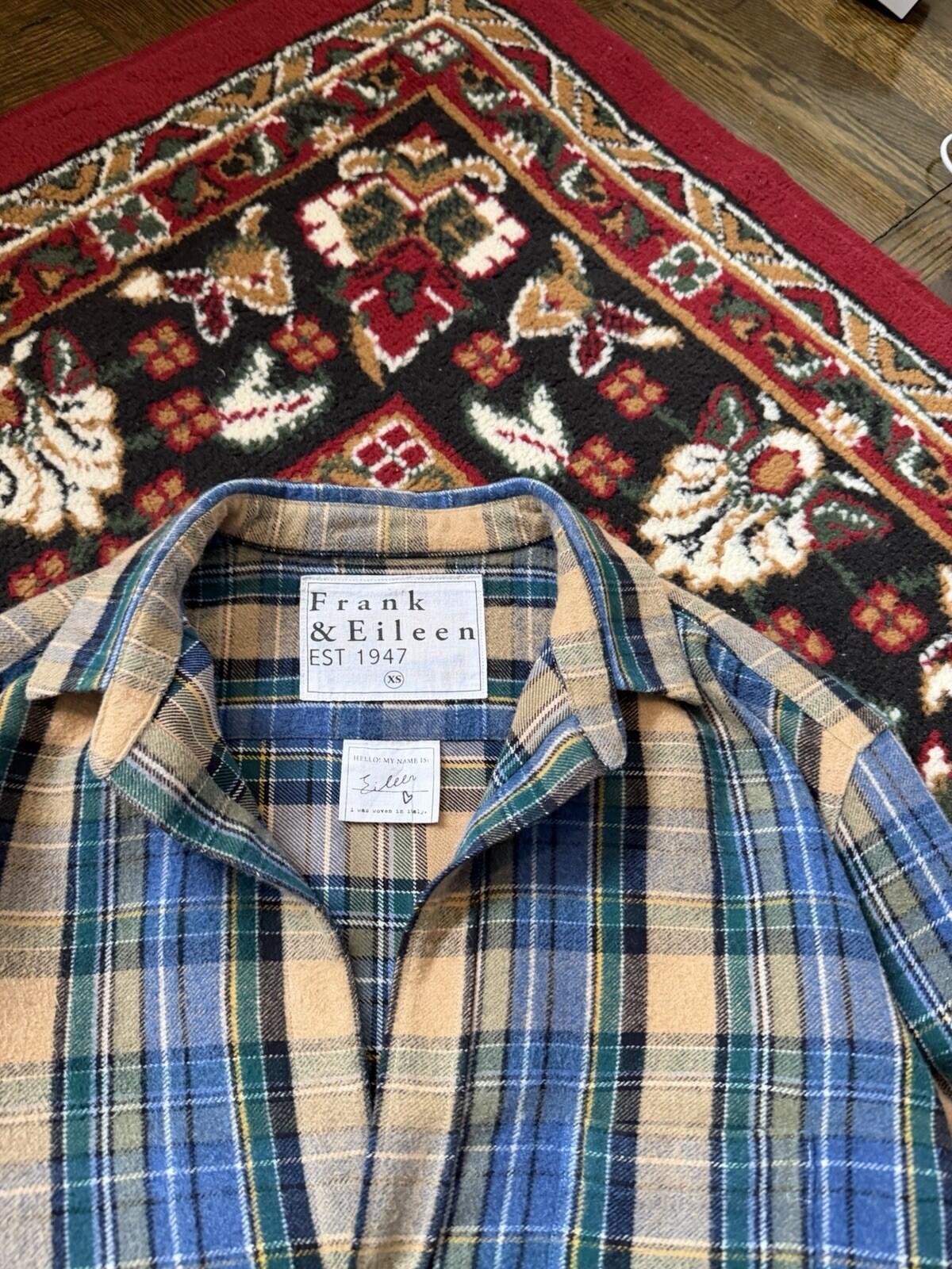 Frank and Eileen "Eileen" Italian Woven Flannel Plaid Button Down Shirt Womens
