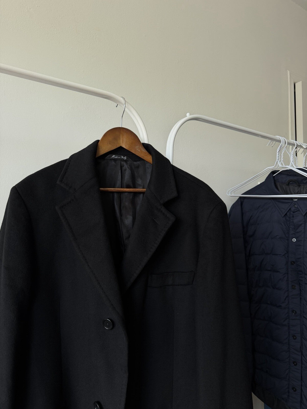 LOUIS DELL'OLIO Vintage Cashmere Black Coat Jacket 3 button Size 42