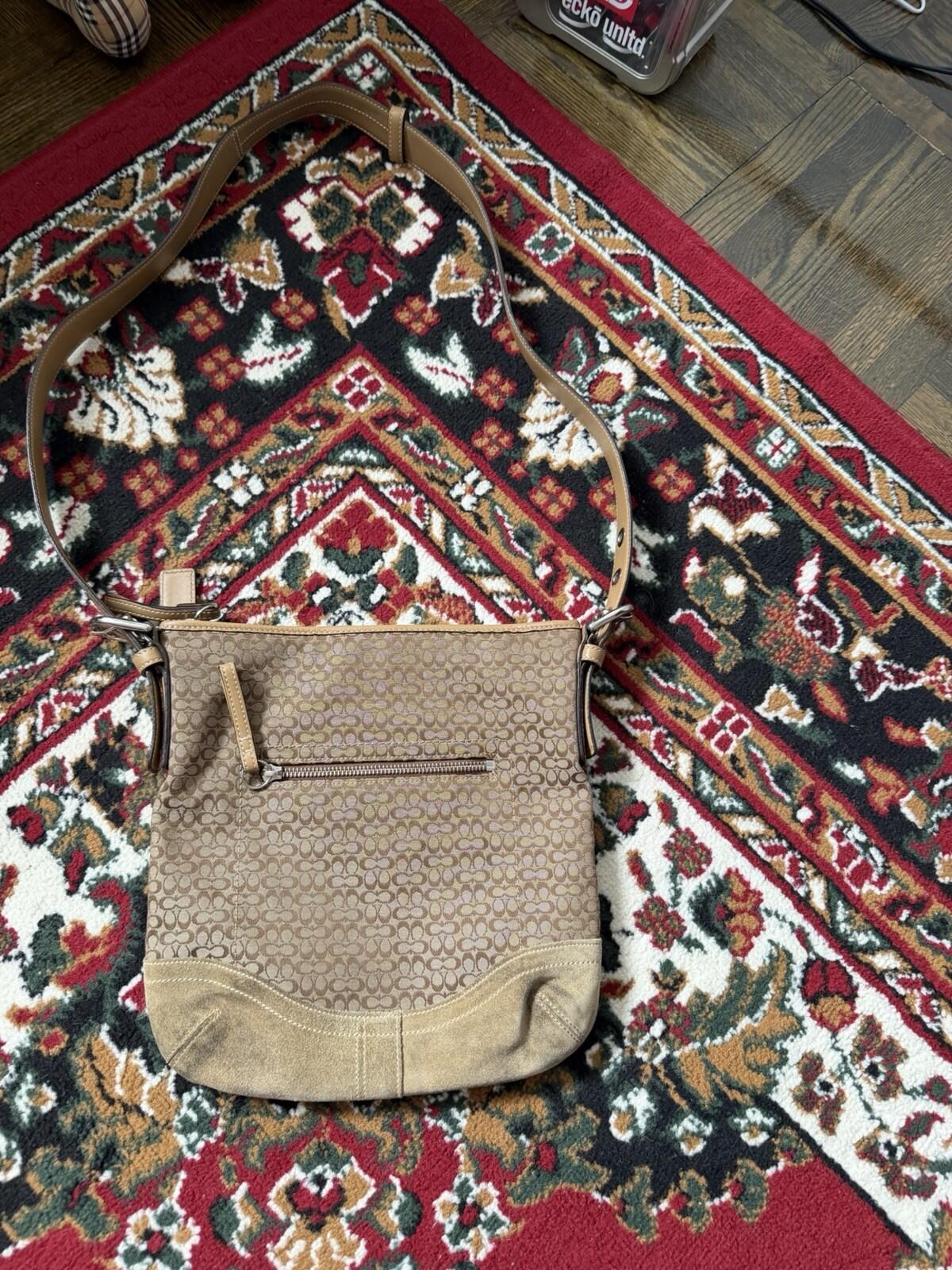 Coach Signature Jacquard Crossbody Bag Shoulder Purse Brown F10944