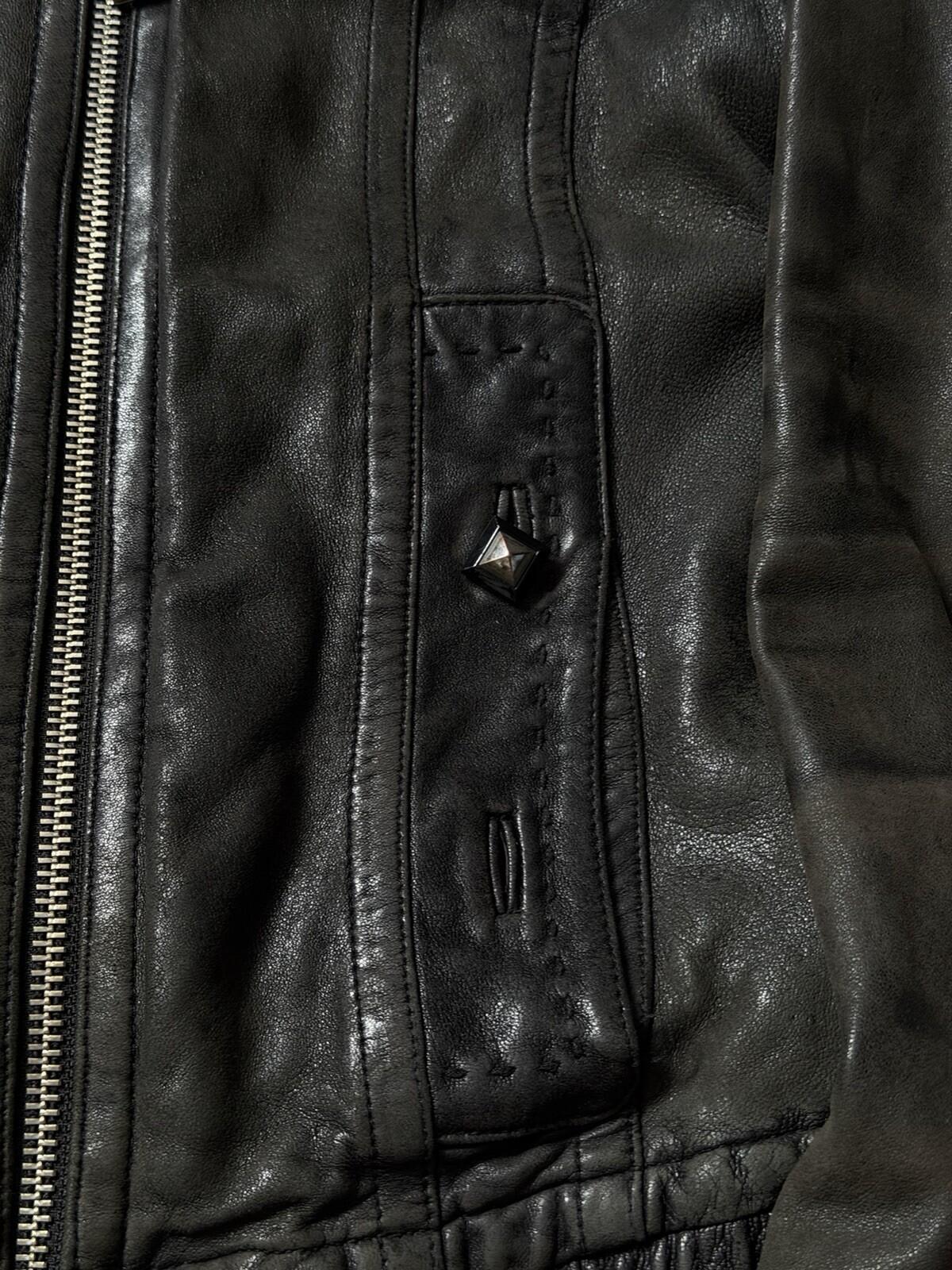 Mackage Buttery Lambskin Leather Jacket Sz XS Brown Vintage Graphic Lining