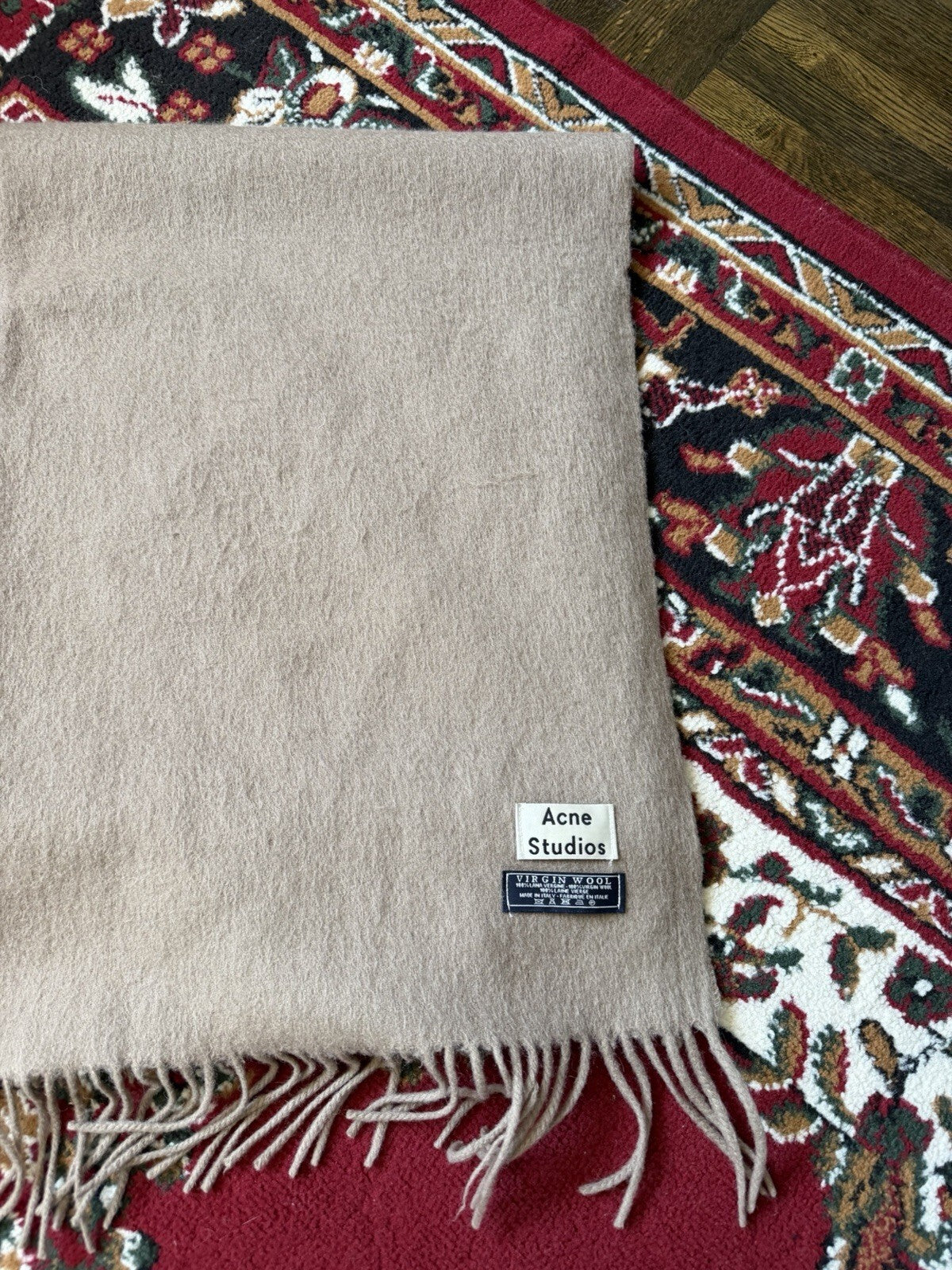 Acne Studios Virgin Wool Fringe Long Scarf 42.5/26.8 in