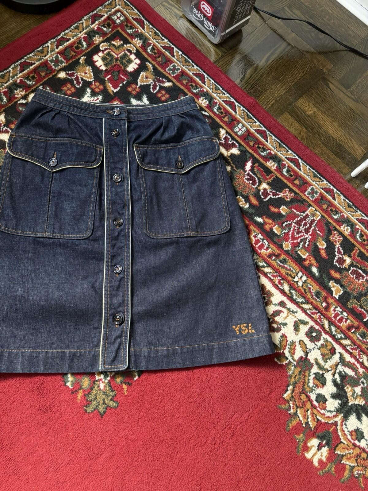Very Rare Yves Sain Lauren Rive Gauche Vintage Denim Jean Skirt 00s Hedi Slimane