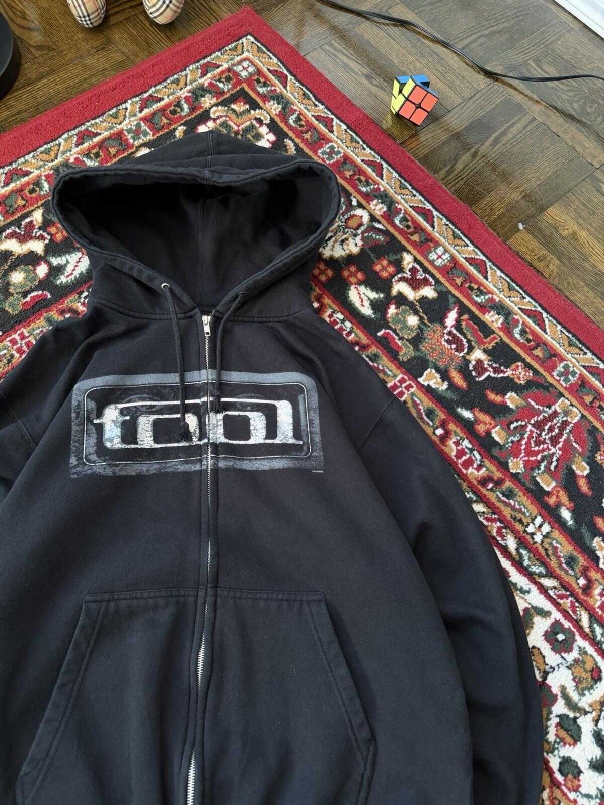 RARE Vtg TOOL Hoodie Men’s XL 2005 Metallic Reflective Block Logo Full Zip