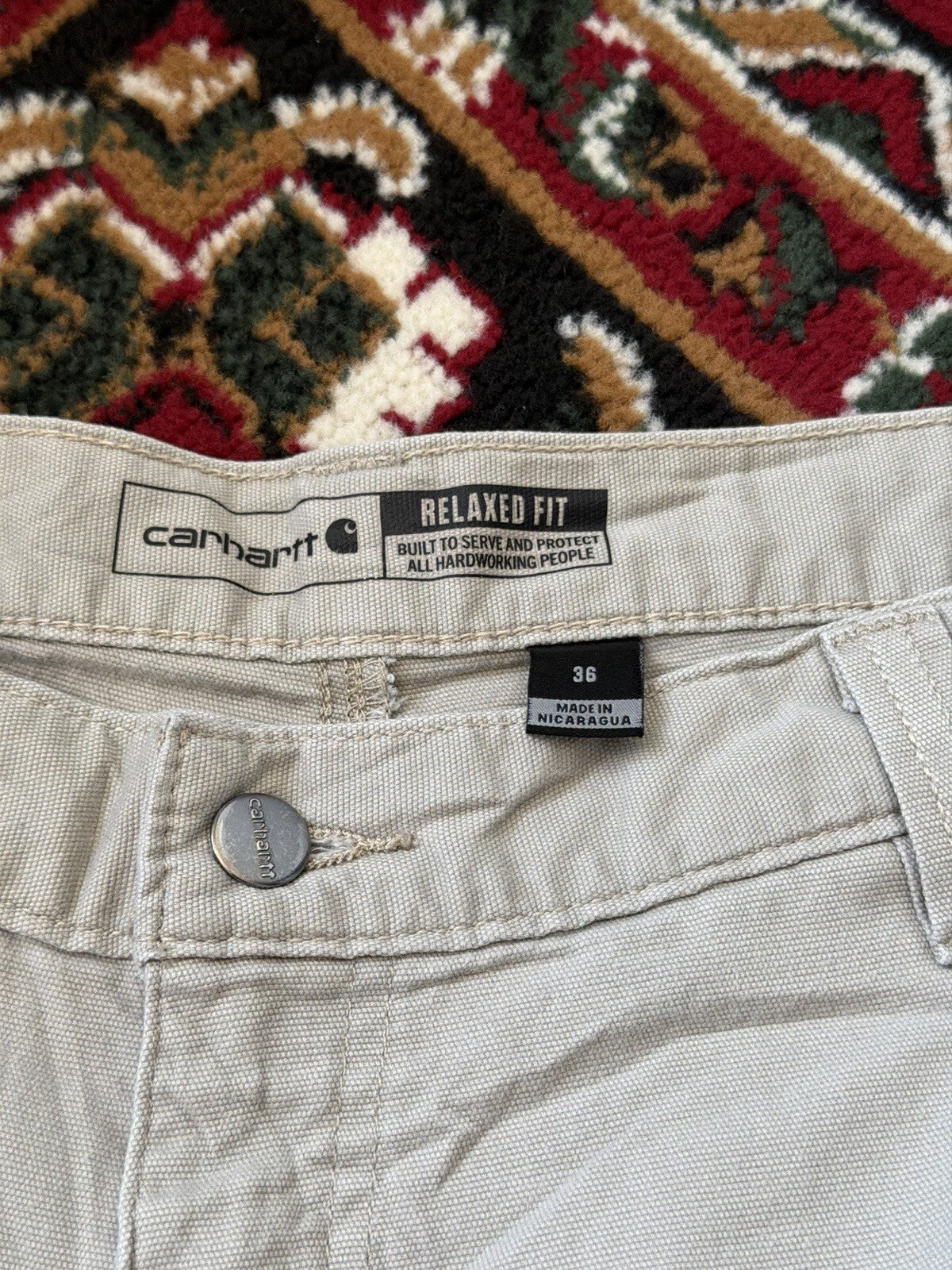 Carhartt Relaxed Fit Carpenter Baggy Shorts Men's Beige Size 36 Men's