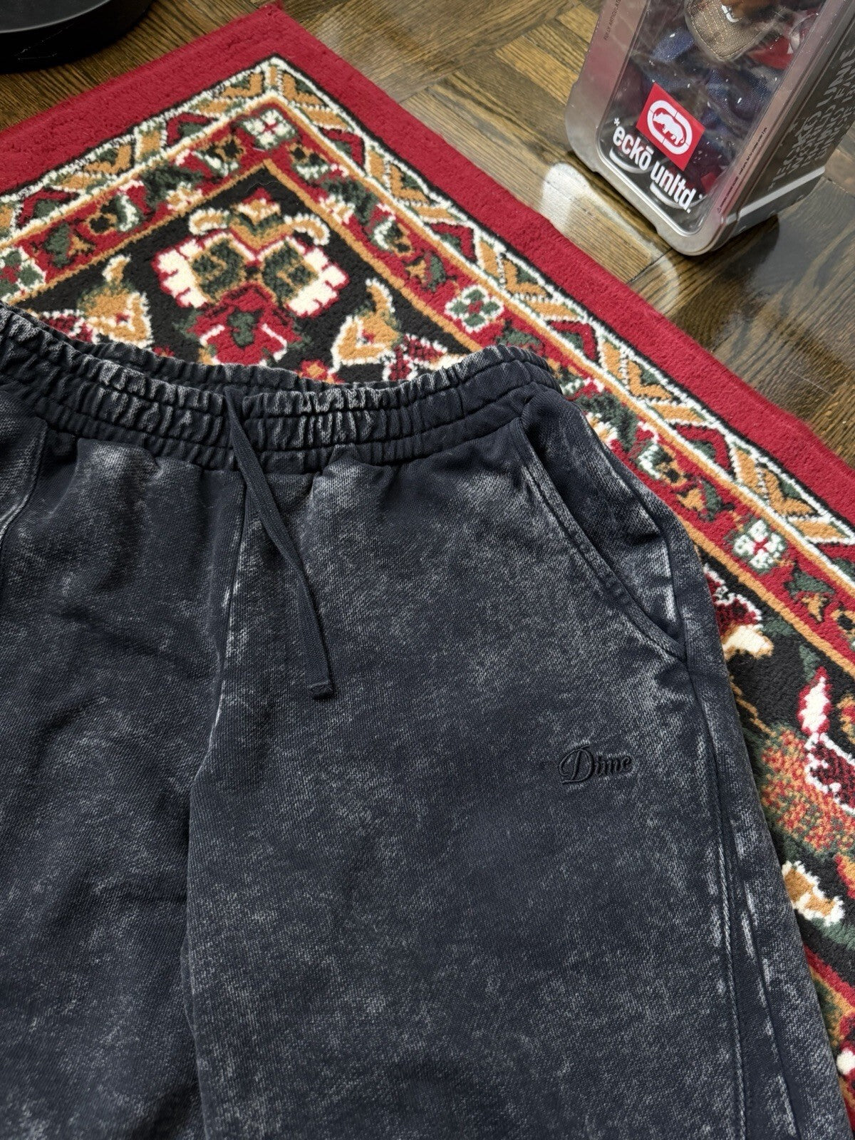 Dime MTL Small Logo Relaxed Straight Sweatpants Navy Size Large