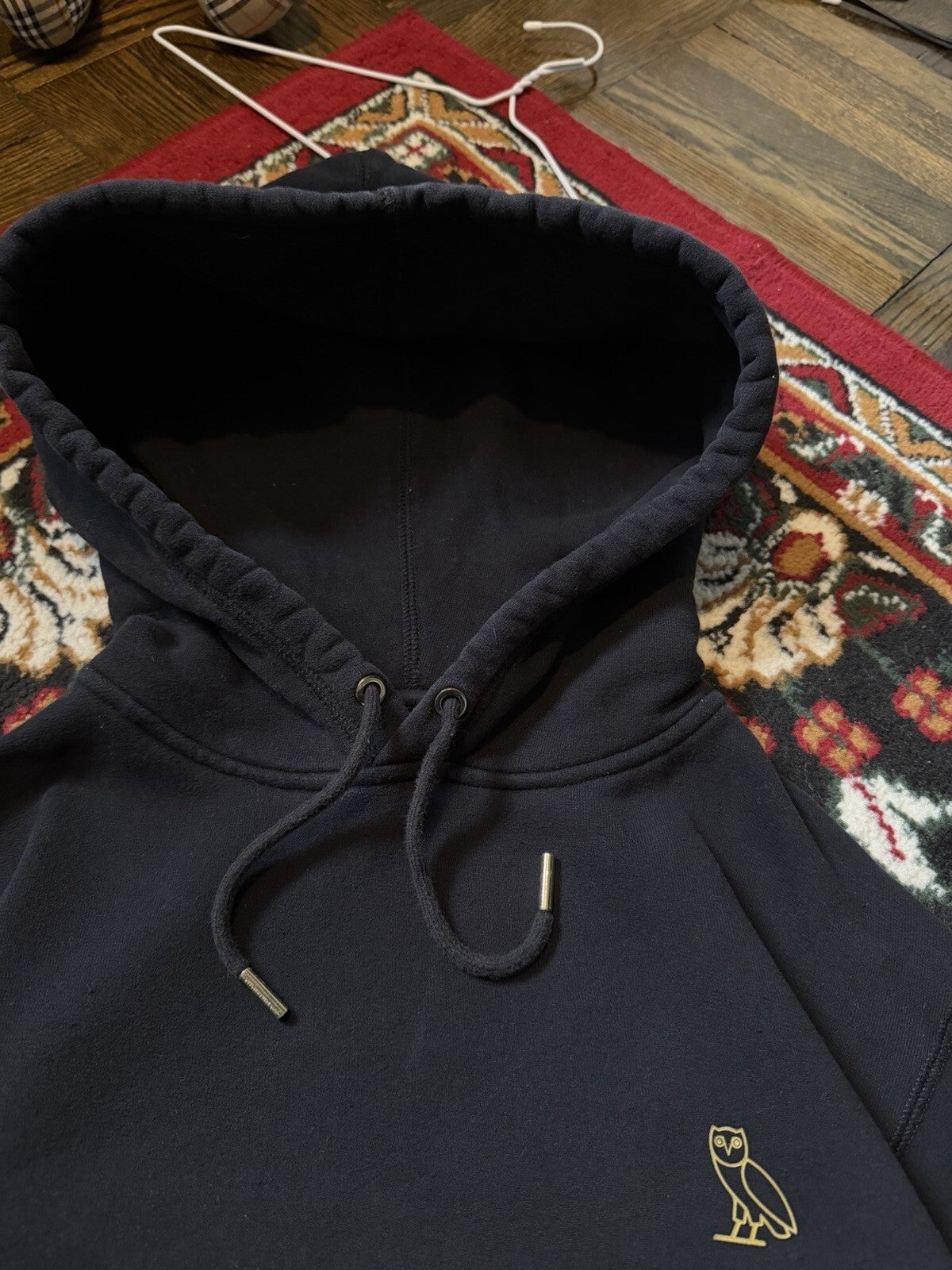 OVO October's Very Own Black Hooded Pullover Owl Logo Hoodie Men M Drake