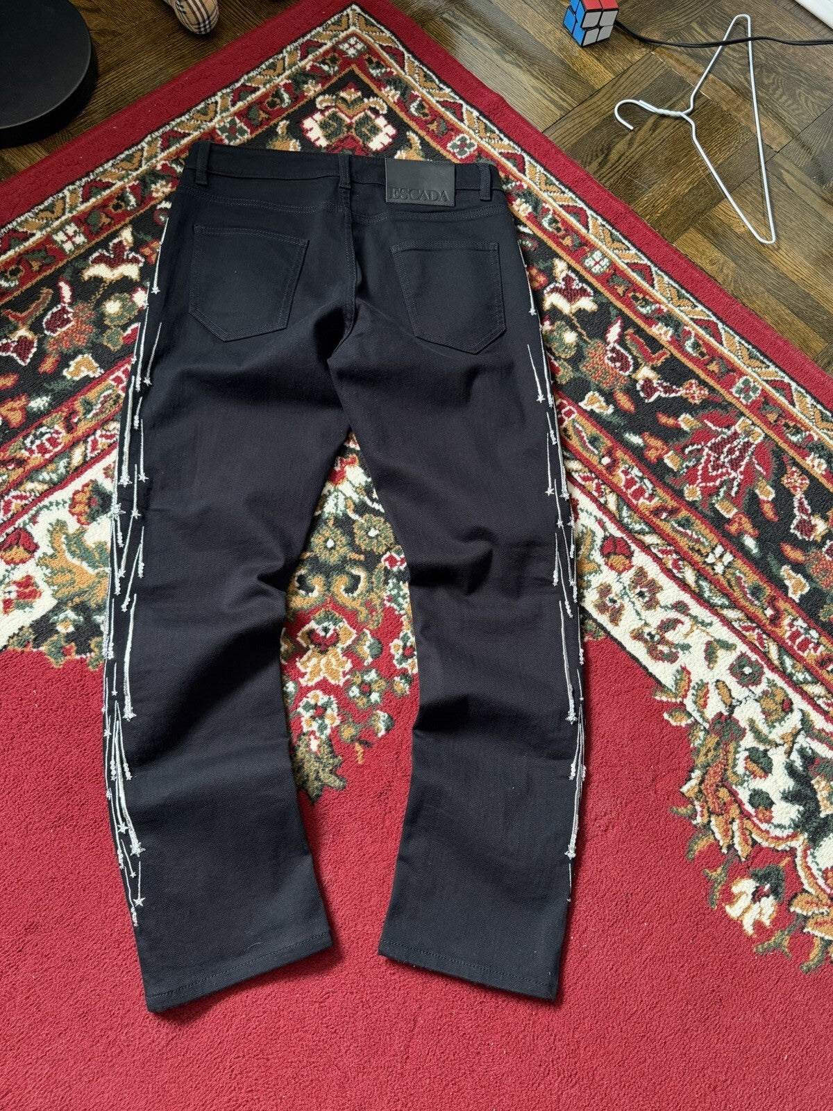 Escada Black Shooting Star Embroidered Jeans Size 34