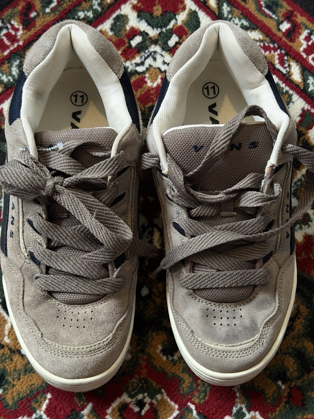 Y2K Vans Tabloid 2 90s Skate Shoes Suede Taupe/Navy Vintage Men’s Size 11