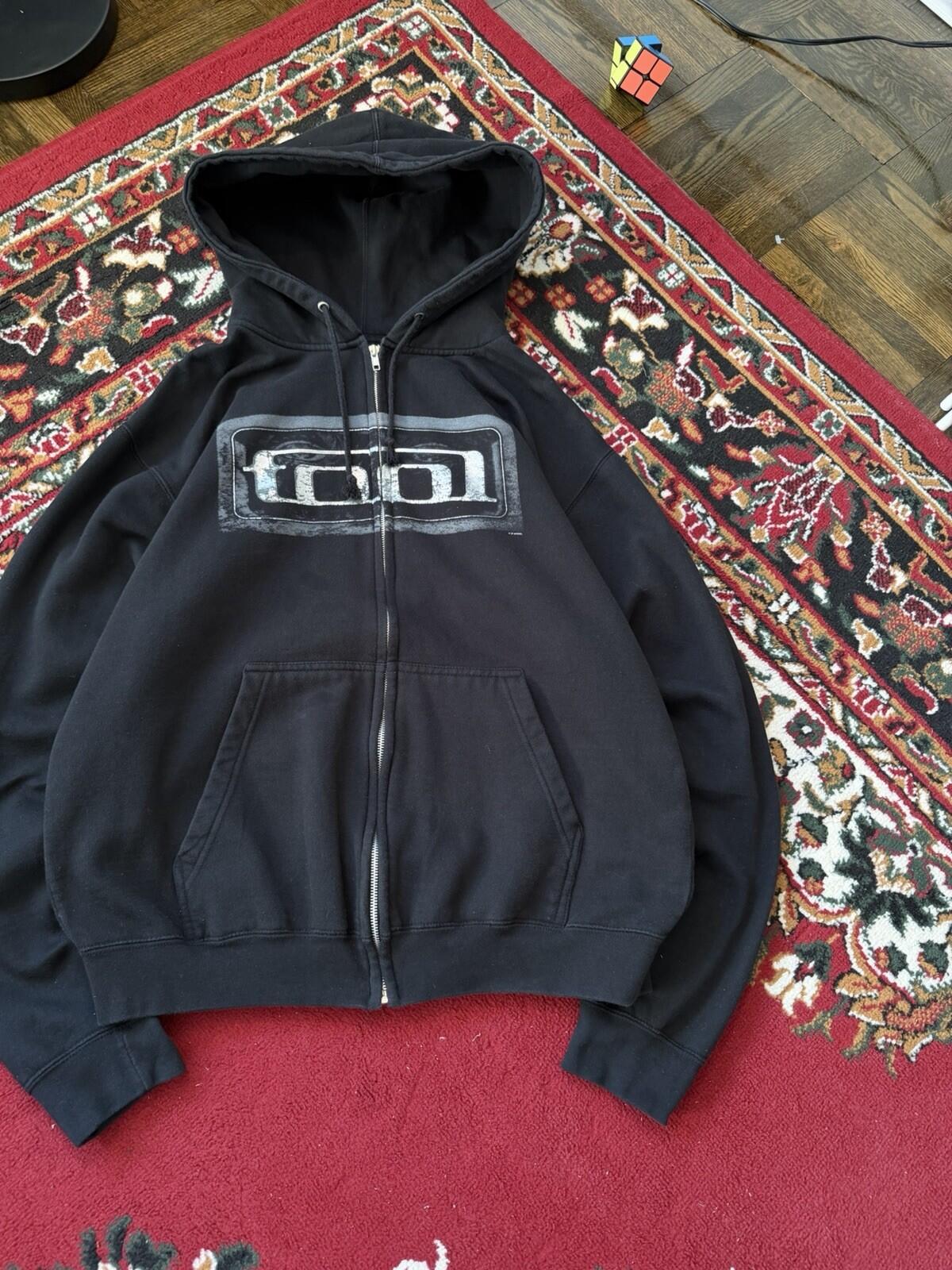 RARE Vtg TOOL Hoodie Men’s XL 2005 Metallic Reflective Block Logo Full Zip