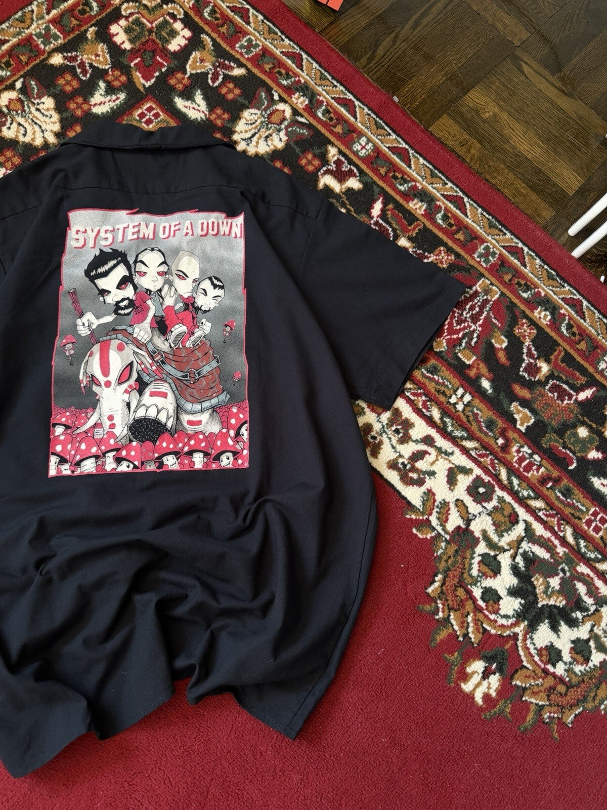 VERY RARE VTG 90s System Of  A Down Rock N Roll Occupational Wear Button UpShirt