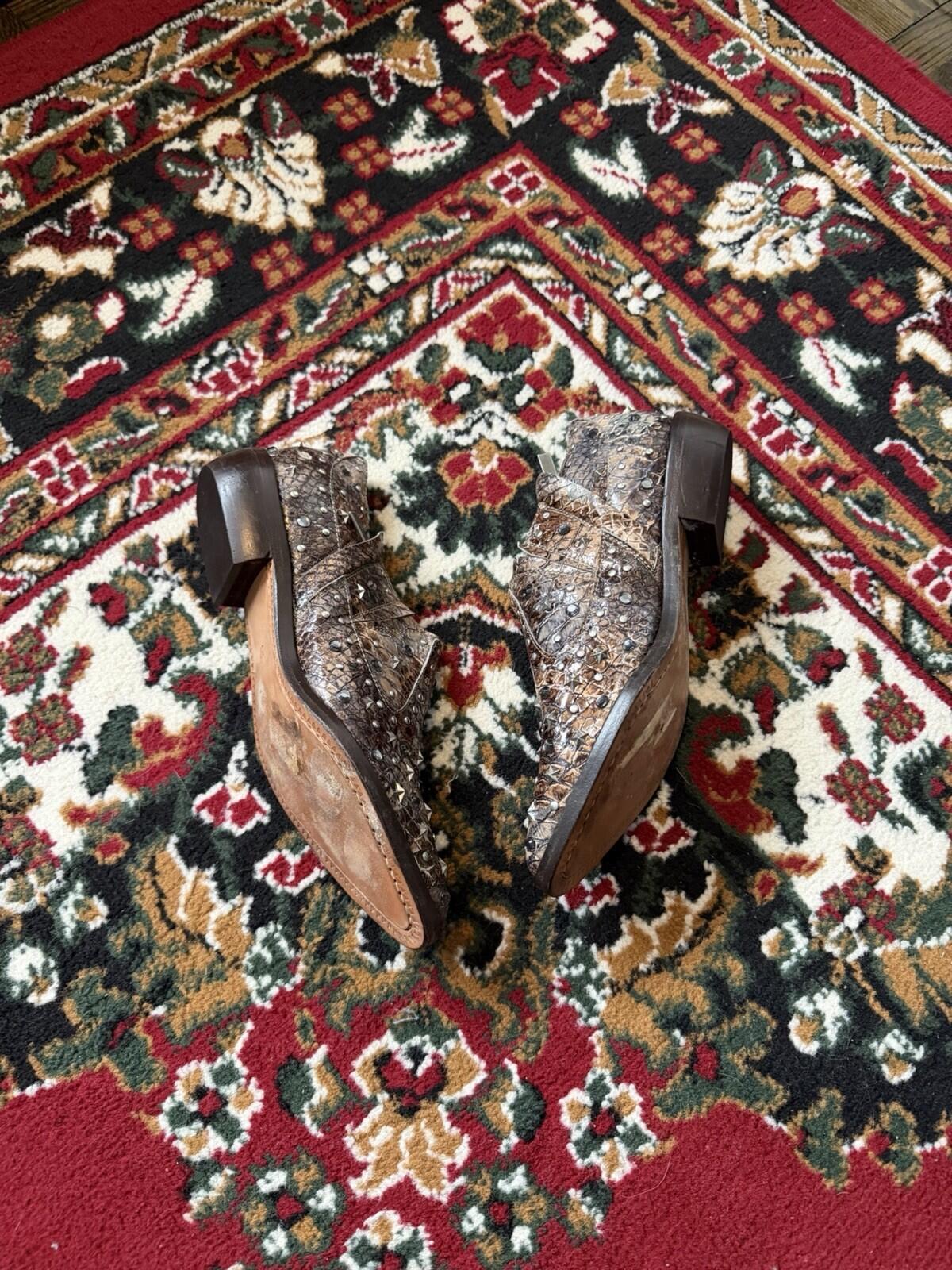 Jimmy Choo For H&M Python Exotic Western Cowboy Short Studs Shoes EU 37 | US 6