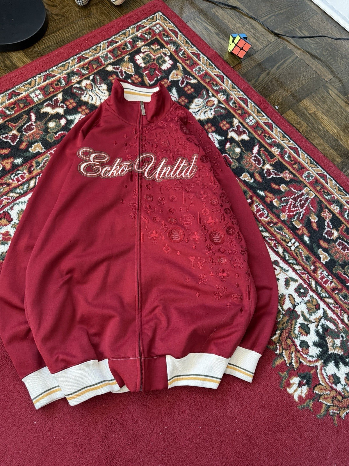 Vintage Ecko Untld Spell Out Gambling Zip Up Jacket Sweater Size L