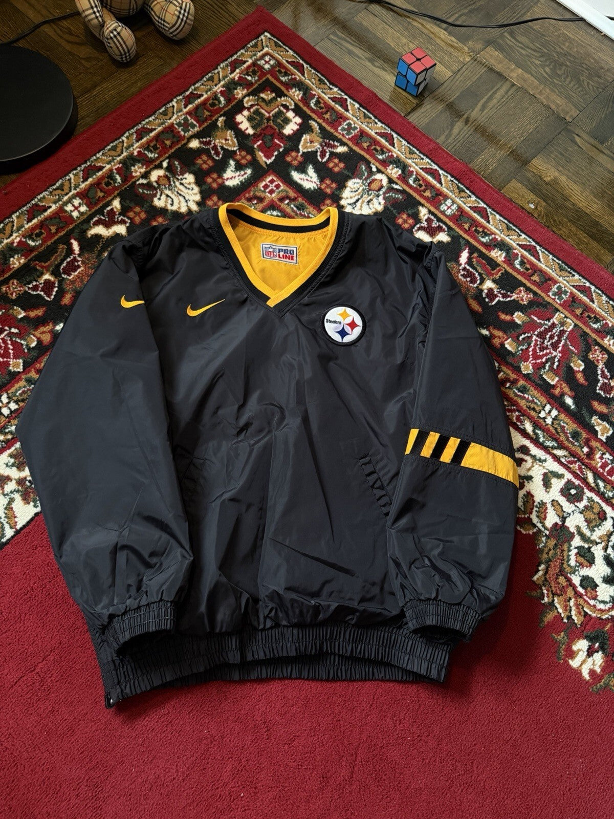 Vintage 90s Nike Steelers Reversible NFL Nylon Sweatshirt Jacket XL