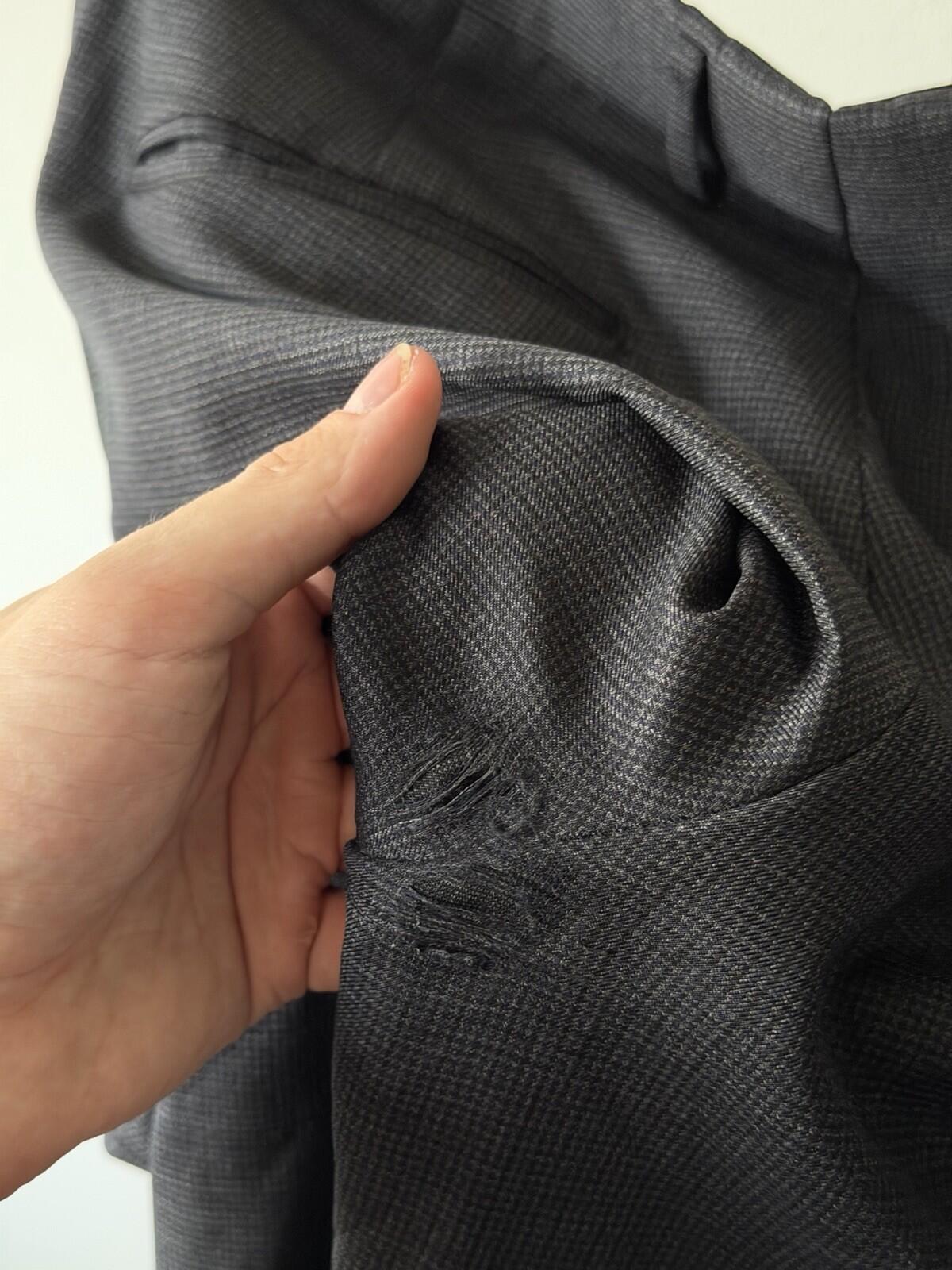ZZegna Micro Check Wool Suit Mens 48R EU  Drop 8 Blazer Pants Ermenegildo Zegna