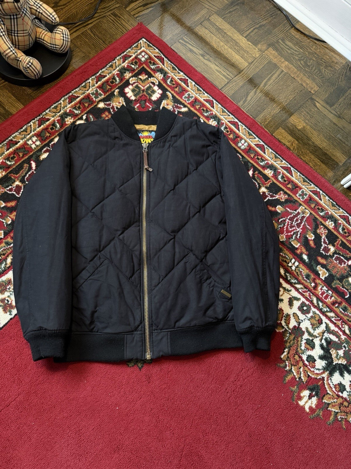 Eddie Bauer Down Bomber Mens Medium 1936 Skyliner Model Jacket Black Quilted