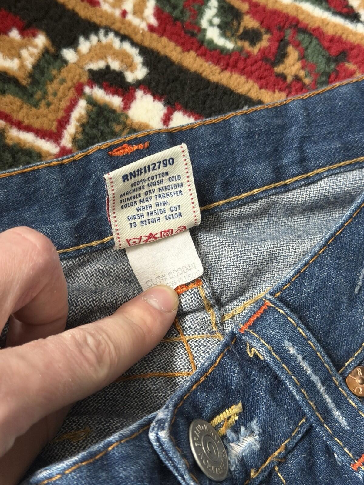 Vtg True Religion #503 Joey Blue Jeans Woodstock Distressed Bell Bottom Pants 31