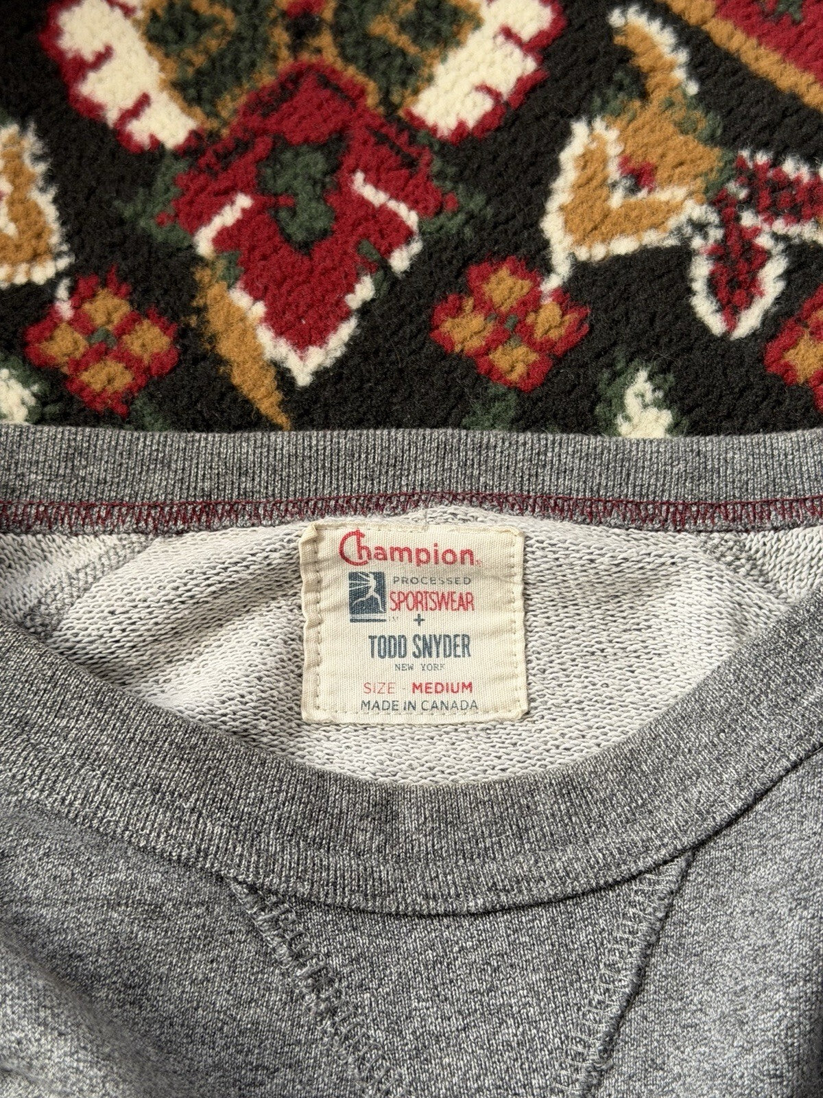 Todd Snyder Champion Men's Gray Crewneck Sweatshirt Chest Pocket Size L