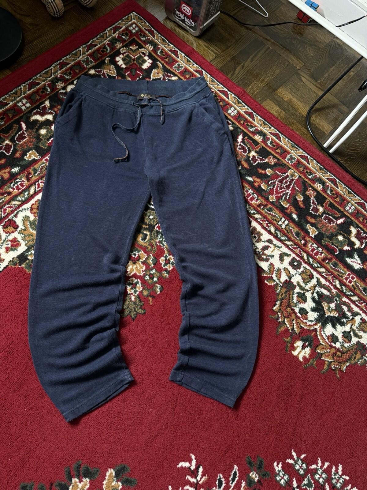 Loro Piana Tapered Linen Joggers Sweatpants Pants Blue Sz XL