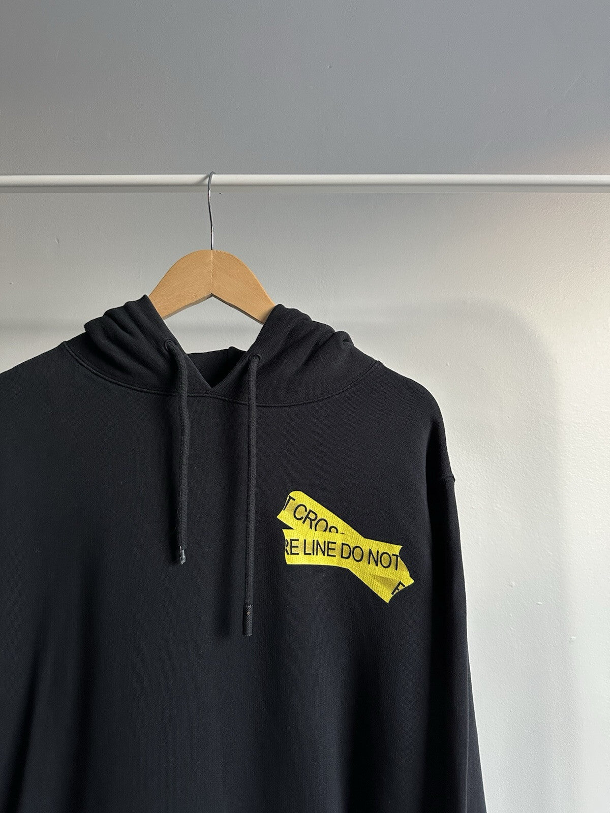Off White Fire Tape Hoodie Black Size S Mens