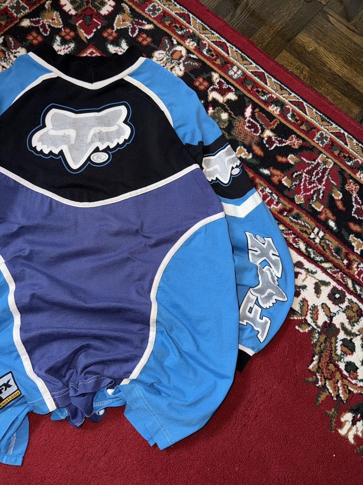 90s Vintage Fox Aero Racing Long Sleeve Shirt Sweater Sleeve Logos Size L USA