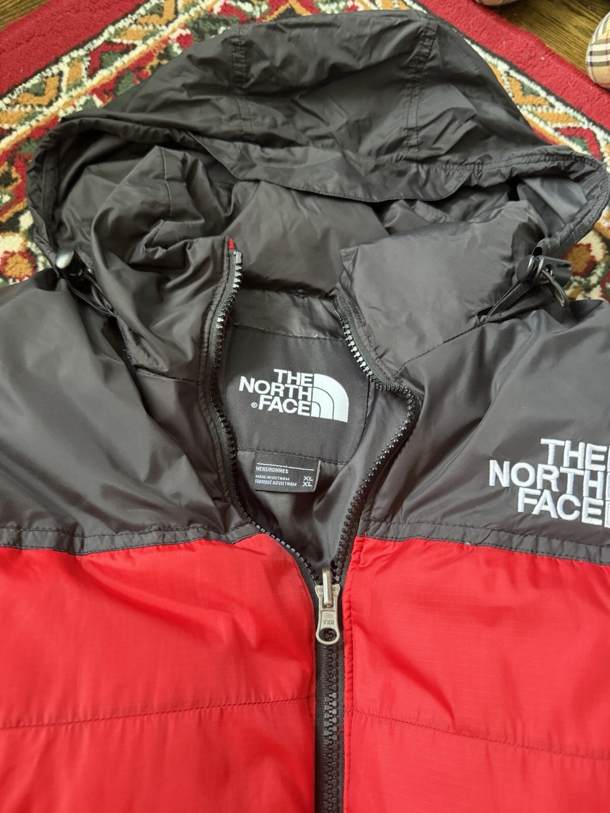 The North Face Nuptse 700 Down Puffer Jacket Red Black Size L
