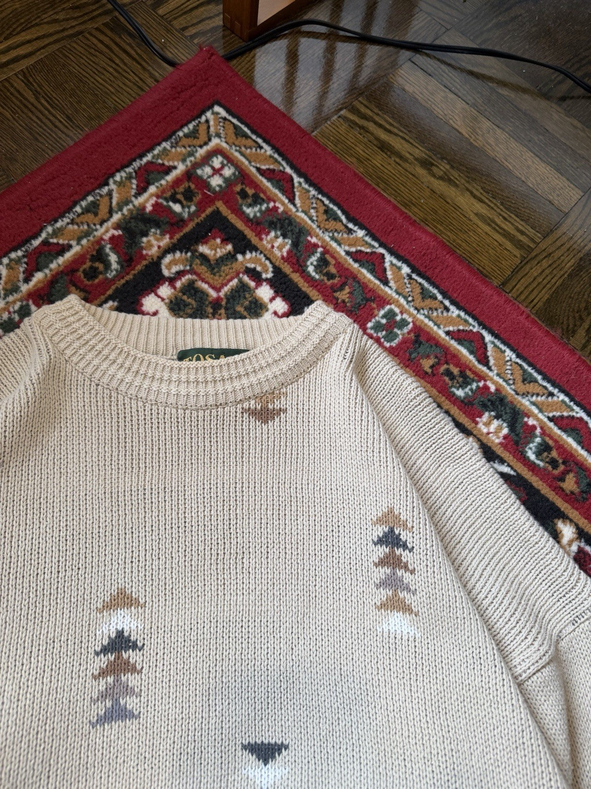 Vintage Tosani Canada Aztec Southwester Pattern Heavy Knit Sweater Size M