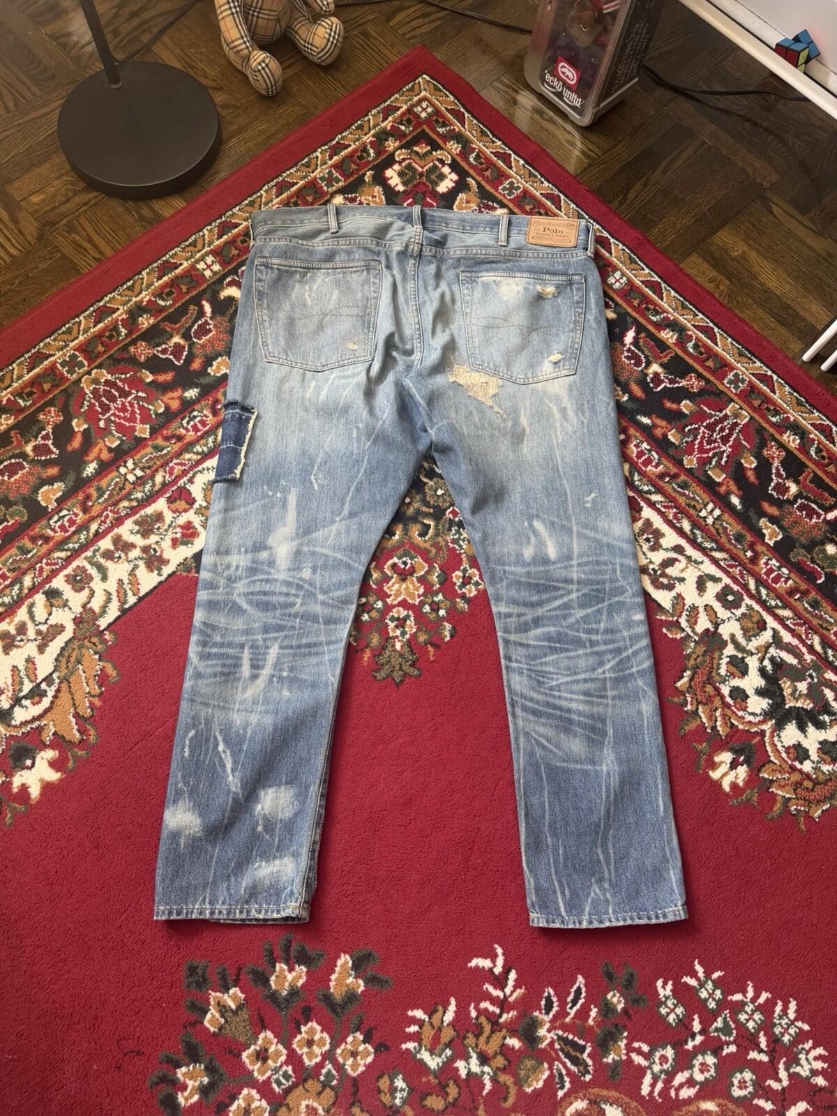 Polo Ralph Lauren Fish Patchwork Jeans Repaired Distressed Denim Size 38/30