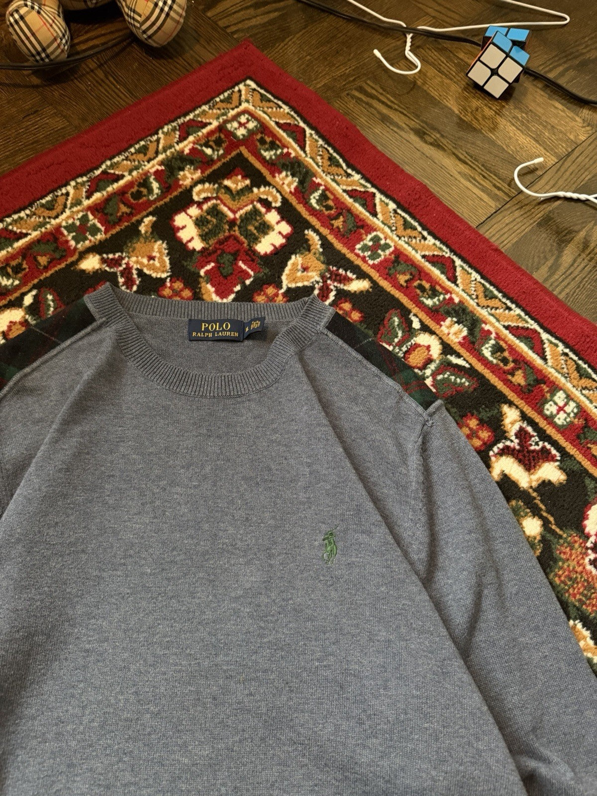 Polo Ralph Lauren Light Plaid Shoulders Sweater Size XL Mens